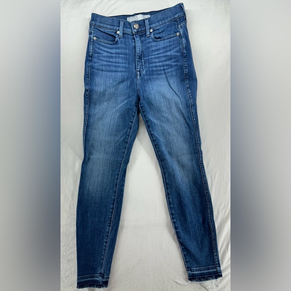 AYR Jeans Womens 26x26 Blue‎ The Riser Skinny Fit Denim Stretch Fray Hem